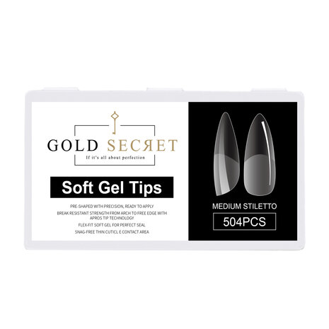 Gold Secret Soft Gel Tips Medium Stiletto